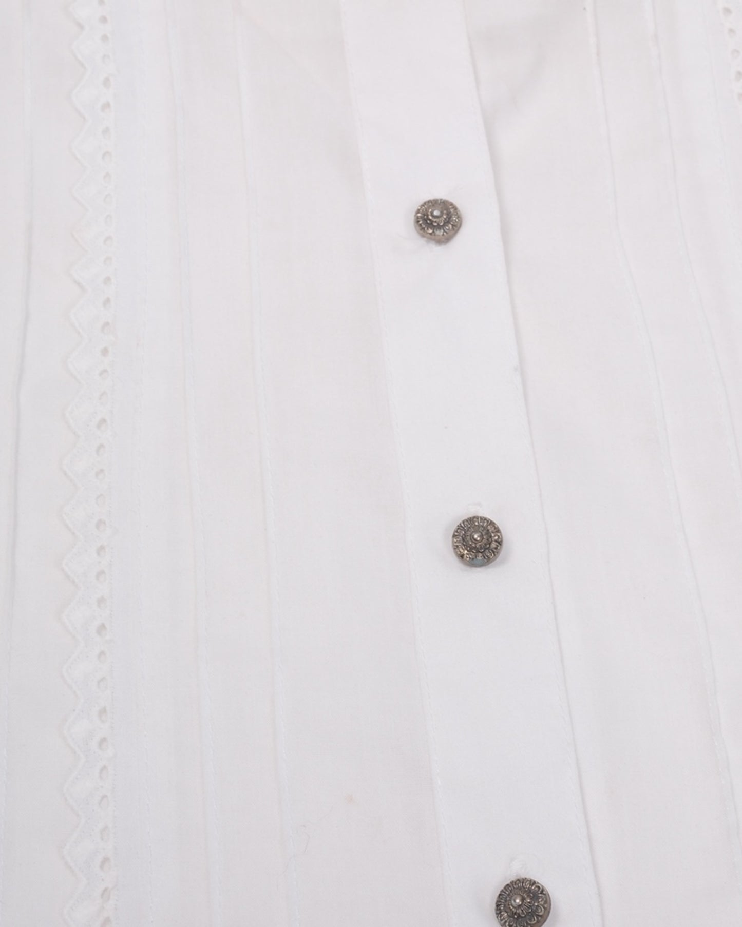 White Shirt with Lace & Silver Buttons