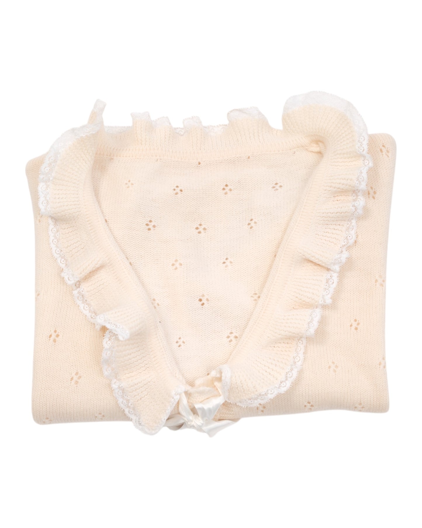 Cardigan – Light Beige with Lace and Bow
