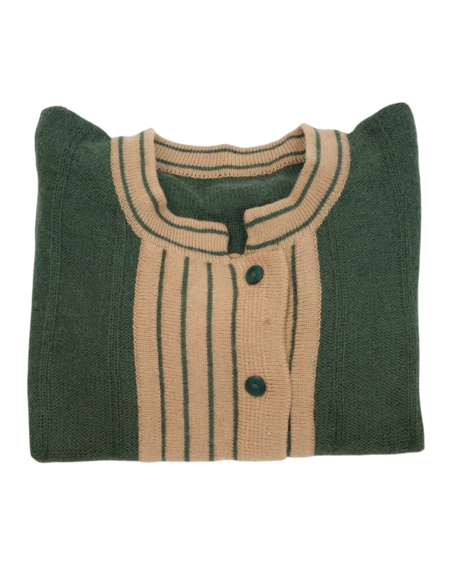 Cardigan – Green and Beige with Stripes
