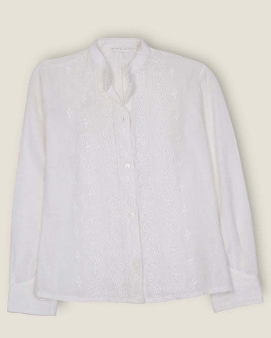 White Embroidered Shirt – Jean Cacharel Paris