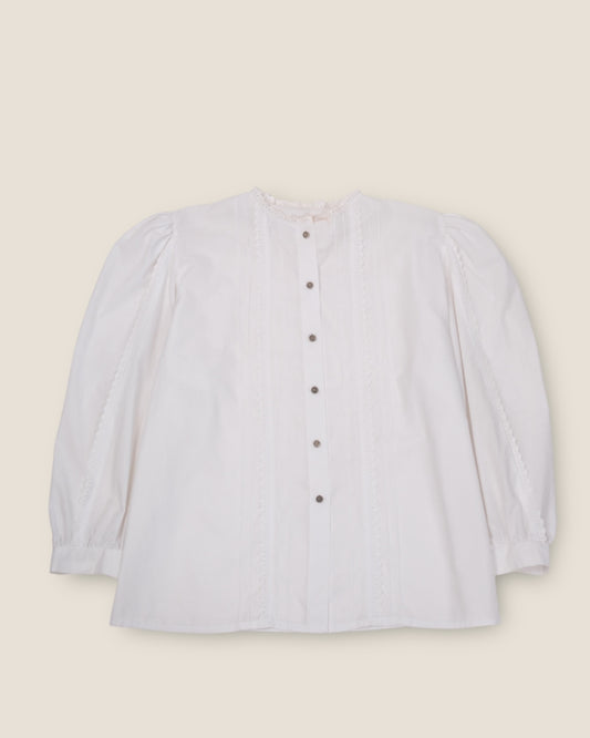 White Shirt with Lace & Silver Buttons