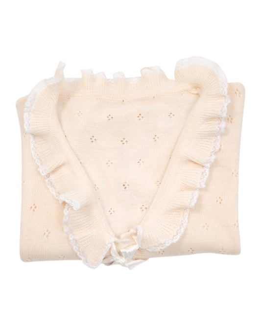 Cardigan – Light Beige with Lace and Bow
