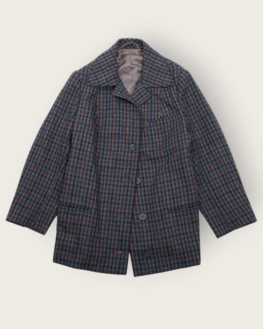 Retro Plaid Wool blazer – Blue, Red & Green Tones