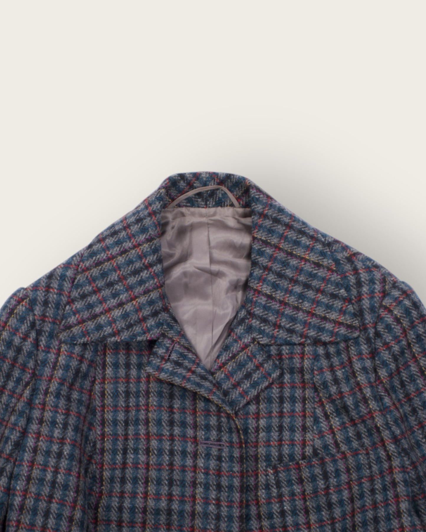 Retro Plaid Wool blazer – Blue, Red & Green Tones
