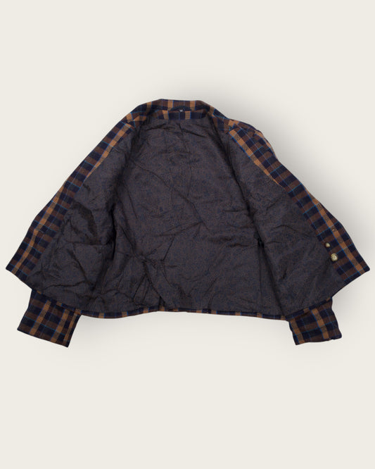 Double-Breasted Brown Plaid Blazer